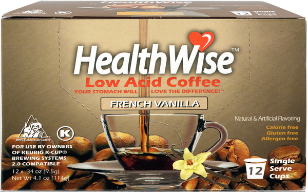 HealthWise French Vanilla Low Acid Keurig K-Cups 6x12 case - 72 cups